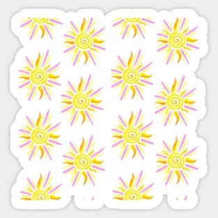 Watercolor Sunshine Pattern - Yellow & Pink Sticker